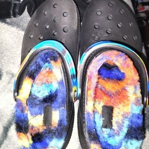 Tie dye lined crocs